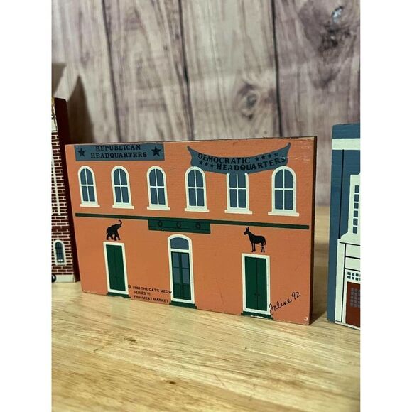 Lot of 3 Cats Meow Series VI 1988 Church/School/Meat Market - Picture 3 of 10